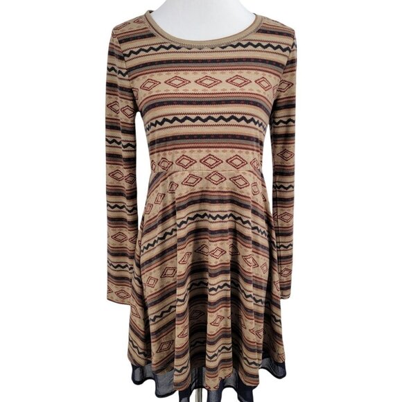 Hem & Thread Dresses & Skirts - Hem & Thread Womens M Aztec Western Long Sleeve Midi Dress
